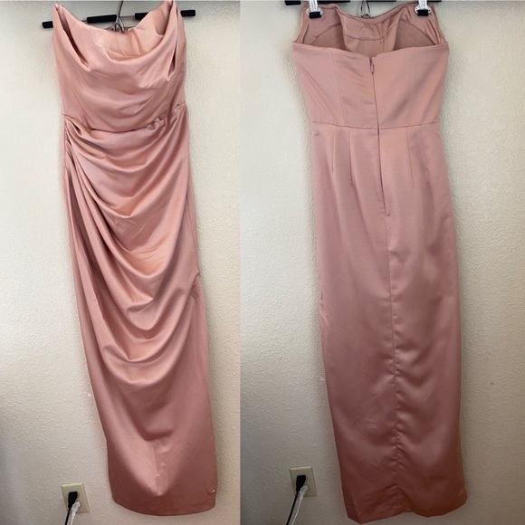 HOUSE OF CB S D-DD‎  'Adrienne' Blush Satin Strapless Gown NWOT - Picture 5 of 14